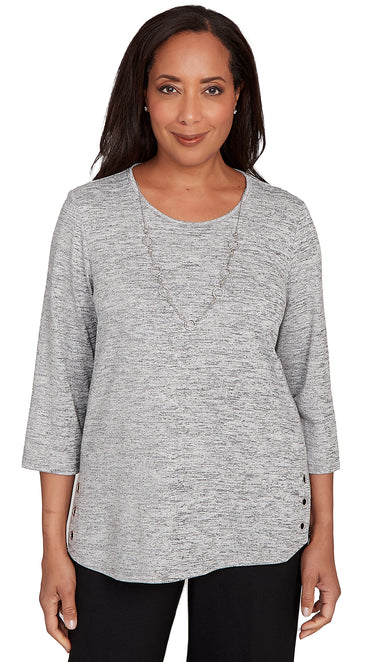 TOP *PLUS* MELANGE W/NECKLACE 4 COLORS