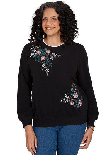 TOP *PETITE* ASYMMETRIC EMBROIDERY 4 COLORS