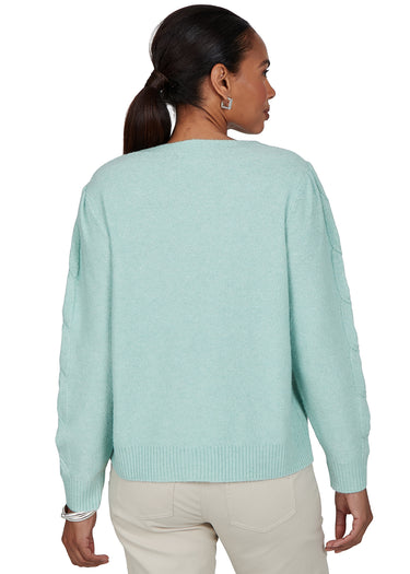 SWEATER *PETITE* MINT SOFT CABLE PULLOVER