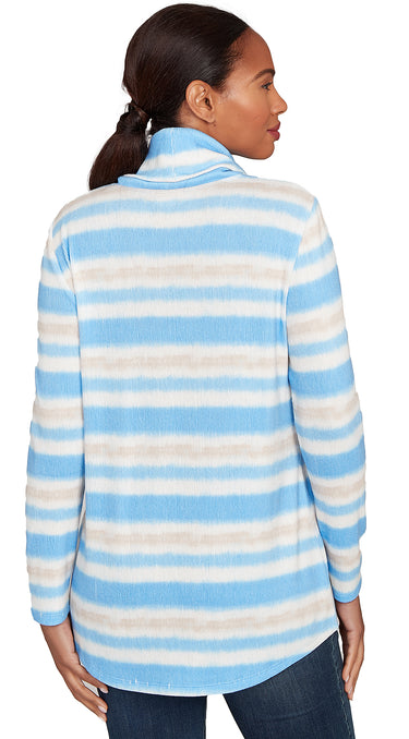 TOP *PETITE* BLUEBELL MULTI FEATHERED STRIPE