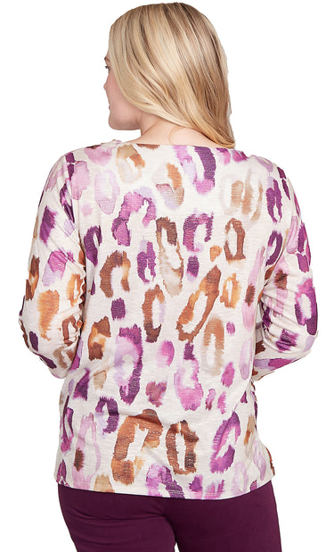 TOP *PETITE* OATMEAL MULTI DRAMA ANIMAL