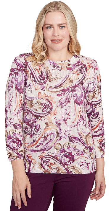 SWEATER *PLUS* IVORY MULTI PAISLEY SHIMMER