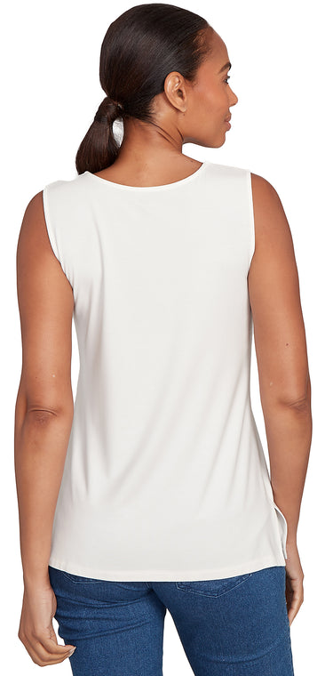 TOP *MISSY* IVORY SPLIT NK SOLID TANK