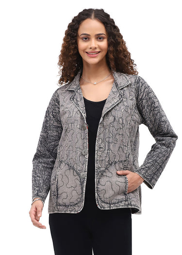 JACKET *MISSY* GRAY MULTI FAITH REVERSIBLE LONG SLEEVE