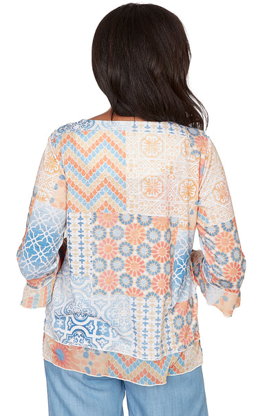 TOP *PLUS* BLUE MULTI MEDALLION PATCHWORK