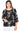 TOP *PETITE* BLACK BLUE TOSSED FLORAL EMBROIDERY