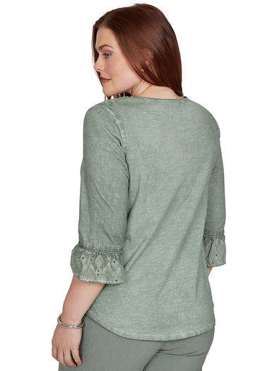 TOP *PETITE* OLIVE DIAMOND SPLICED