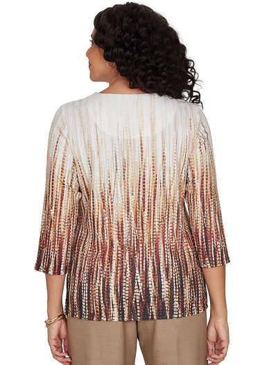 TOP *PETITE* TAN MULTI TEXTURE OMBRE