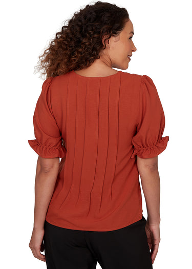 TOP *PETITE* V-NECK SOLID VOILE