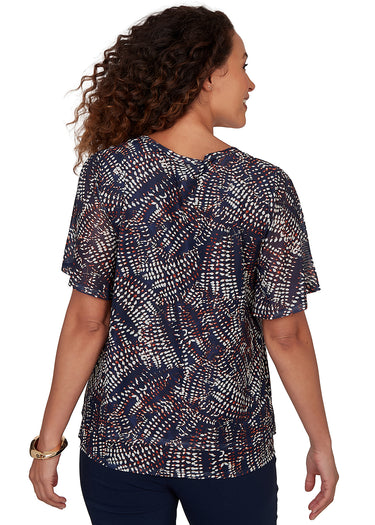 TOP PETITE TIERED MESH