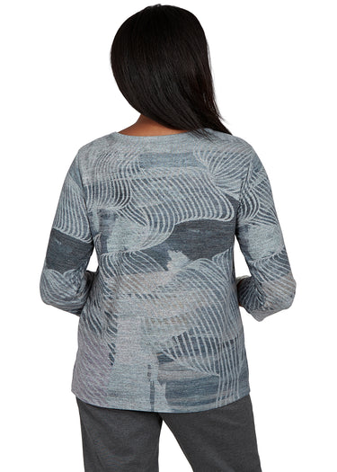 TOP *MISSY* GRAY RIBBON FLORAL