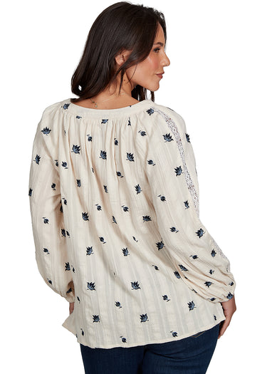 TOP *MISSY* PARCHMENT EMBROIDERED STRIPE