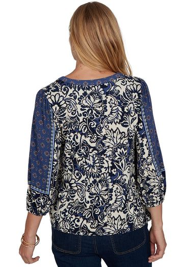 TOP *PETITE* NAVY MULTI ENGLISH FOLIAGE