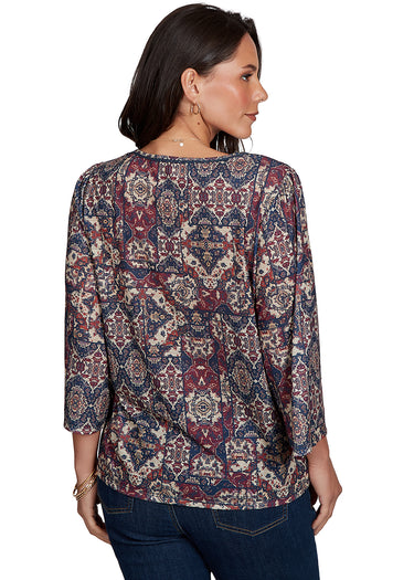 TOP *PLUS* SCARLET MULTI SPLIT NECK PATCHWORK