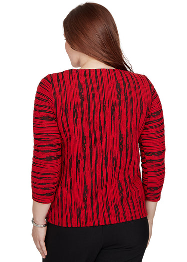 TOP *PLUS* RED SPLICED TEXTURE