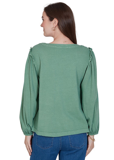 TOP *PETITE* JASPER JEWEL NECK TEXTURED