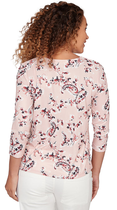 TOP *PLUS* VNECK PAISLEY ONION SKIN