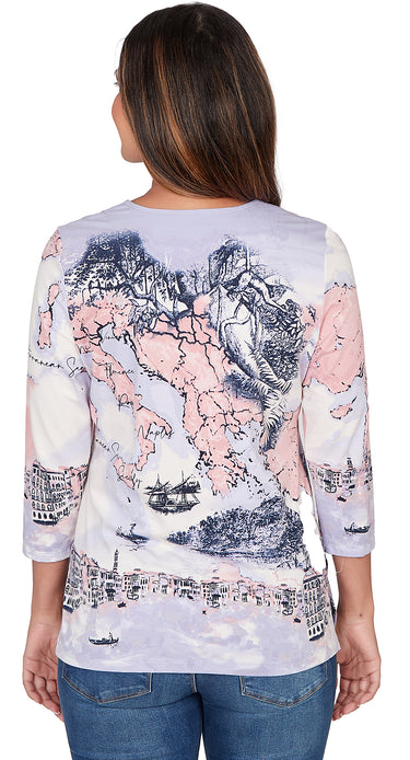 TOP *MISSY* LILAC MULTI SPLIT NECK MEDITERANIAN
