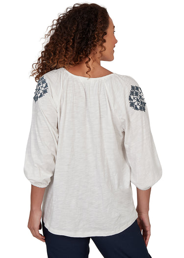 TOP MISSY PEASANT W/EMBROIDERY