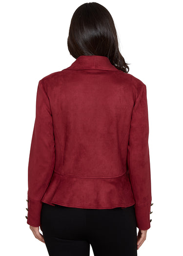 JACKET *MISSY* BORDEAUX SOLID FAUX SUEDE