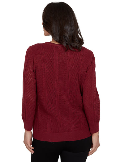 CARDI *PETITE* BORDEAUX SWEATER 3/4 SLEEVE