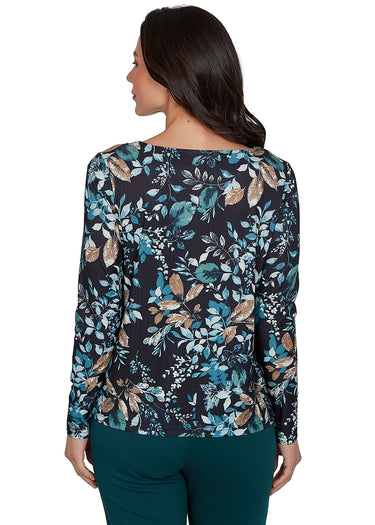 TOP *MISSY* BLACK MULTI ONION SKIN AUTUMNAL LEAVES