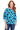 TOP *MISSY* AQUA WVN POPOVER PRINT 3/4 SLV