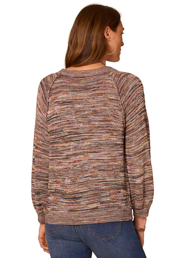 SWEATER *PETITE* JEWEL LAVENDER GREEN BLOUSON SLEEVE SPACE DYE