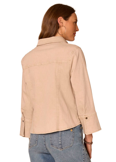 SHIRT *MISSY* WASHED PALE OAK 3/4 FRENCH CUFF SLEEVE