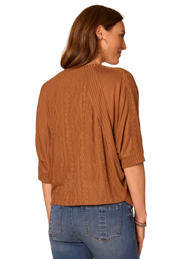 TOP *MISSY* HEATHER SADDLE 3/4 DOLMAN SLEEVE