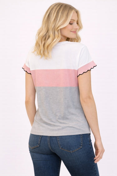 TEE MISSY SCALLOPED SLEEVE CONTRAST TRIM