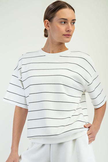 TOP MISSY MODAL STRIPE CREW NECK
