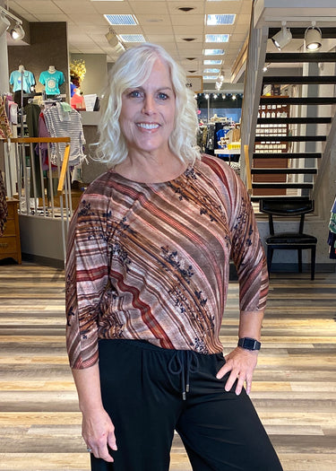 TOP *PETITE* HACCI PRINTED DOLMAN SLEEVE 3 COLORS