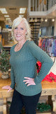 SWEATER *PETITE* BABY CABLE FRONT CREW NECK