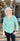 TOP *PETITE* HEDGE GREEN 3Q SLV HENLEY W/PKTS