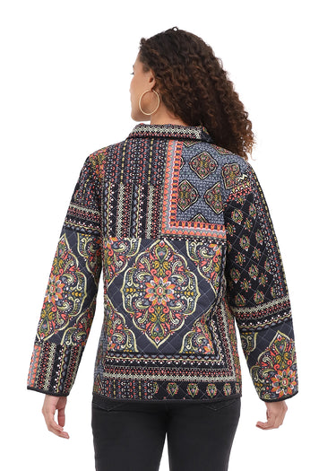 JACKET *MISSY* MULTI OLGA REVERSIBLE W/POCKETS LONG SLEEVE
