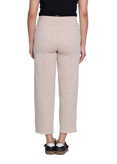 JEAN *MISSY* 5 POCKET GARMENT DYED BUTTON ZIP CROP