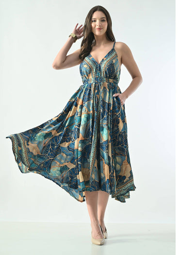 DRESS *MISSY* MAXI PRINT W/ADJUSTABLE STRAPS