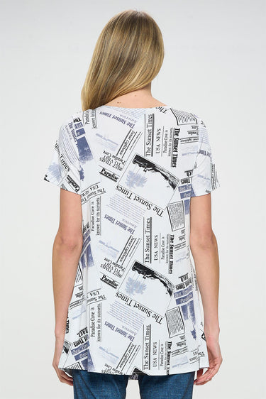 TOP *MISSY* WHITE BNS NEWS ROUND NK SS