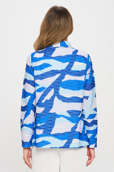 JACKET *MISSY* ROYAL GLITTERWAVE DGT PRINT