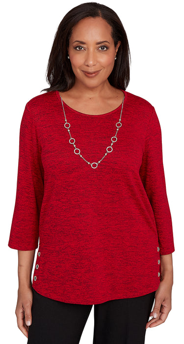 TOP *PLUS* MELANGE W/NECKLACE 4 COLORS