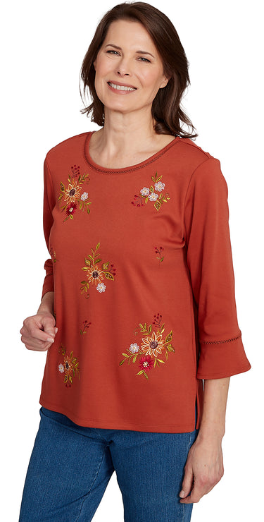TOP *PETITE* TERRACOTTA TOSSED FLOWERS