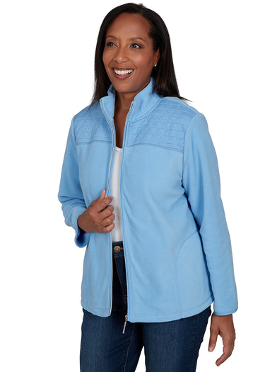 JACKET *PLUS* SKY BLUE ZIP FRONT W/QUILT YOKE
