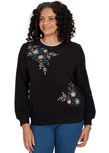 TOP *MISSY* ASYMMETRIC EMBROIDERY 4 COLORS