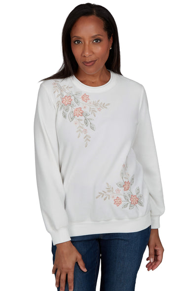 TOP *MISSY* ASYMMETRIC EMBROIDERY 4 COLORS