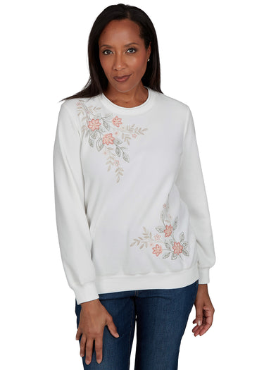 TOP *PETITE* ASYMMETRIC EMBROIDERY 4 COLORS