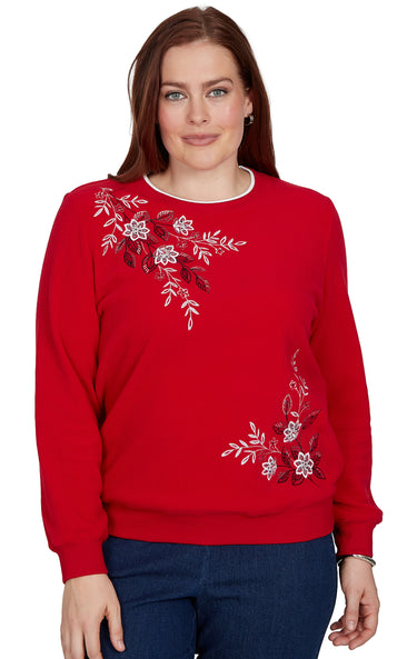 TOP *MISSY* ASYMMETRIC EMBROIDERY 4 COLORS