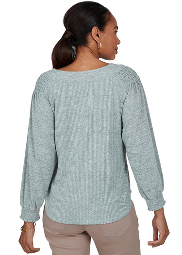 TOP *MISSY* MINT HEATHER RIB HACCI LONG SLEEVE