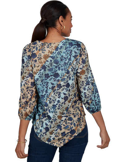 TOP *MISSY* OATMEAL MULTI SCOOP NECK TEXTURED STRIPE