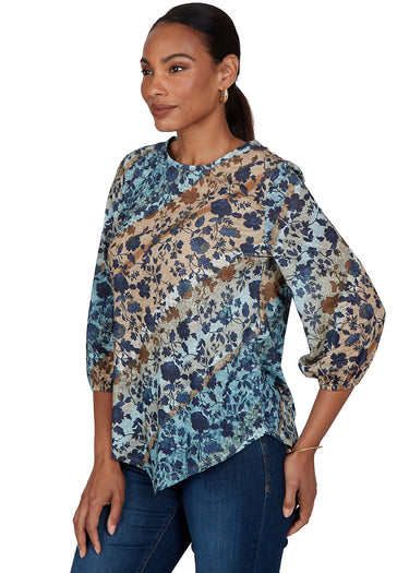 TOP *MISSY* OATMEAL MULTI SCOOP NECK TEXTURED STRIPE